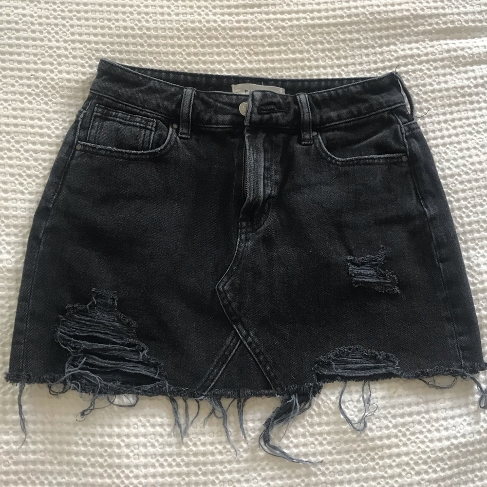 PacSun Black Denim Distressed Mini Skirt